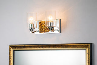 Arcadia 2 Light Bath Vanity Light in Polished Chrome with Gold Accents