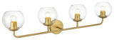 4 Light Brass And Clear Bath Sconce