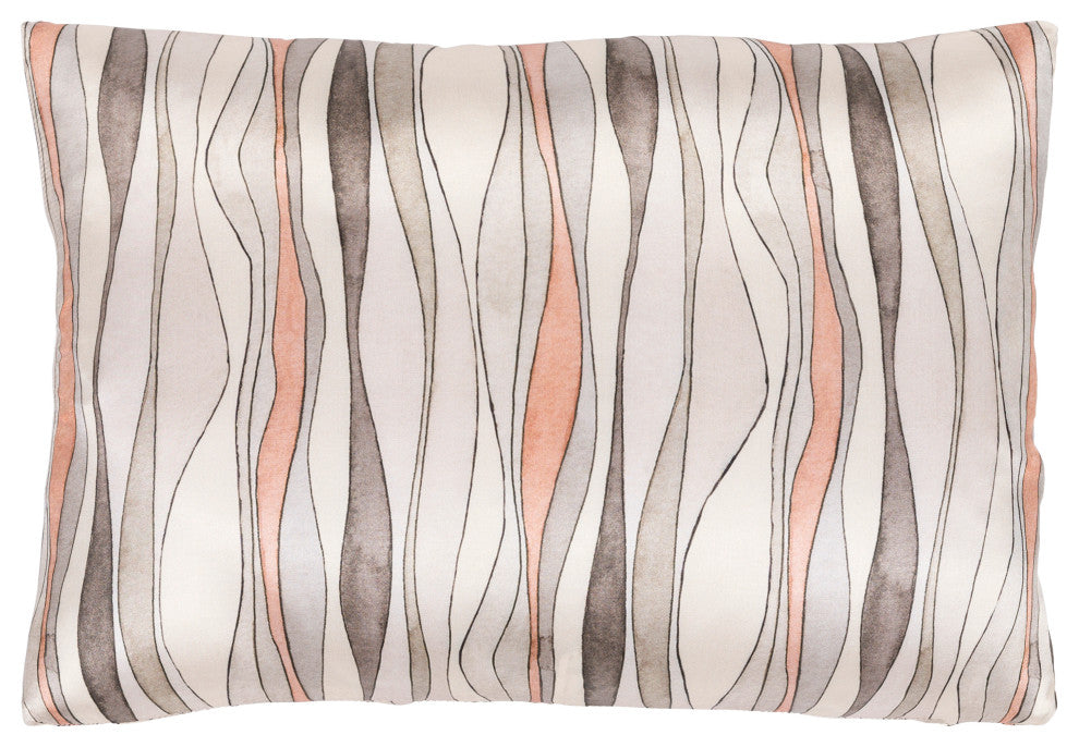 Surya Natural Affinity NTA-010 20"x20" Pillow Cover, Camel/Black/Blush/Charcoal