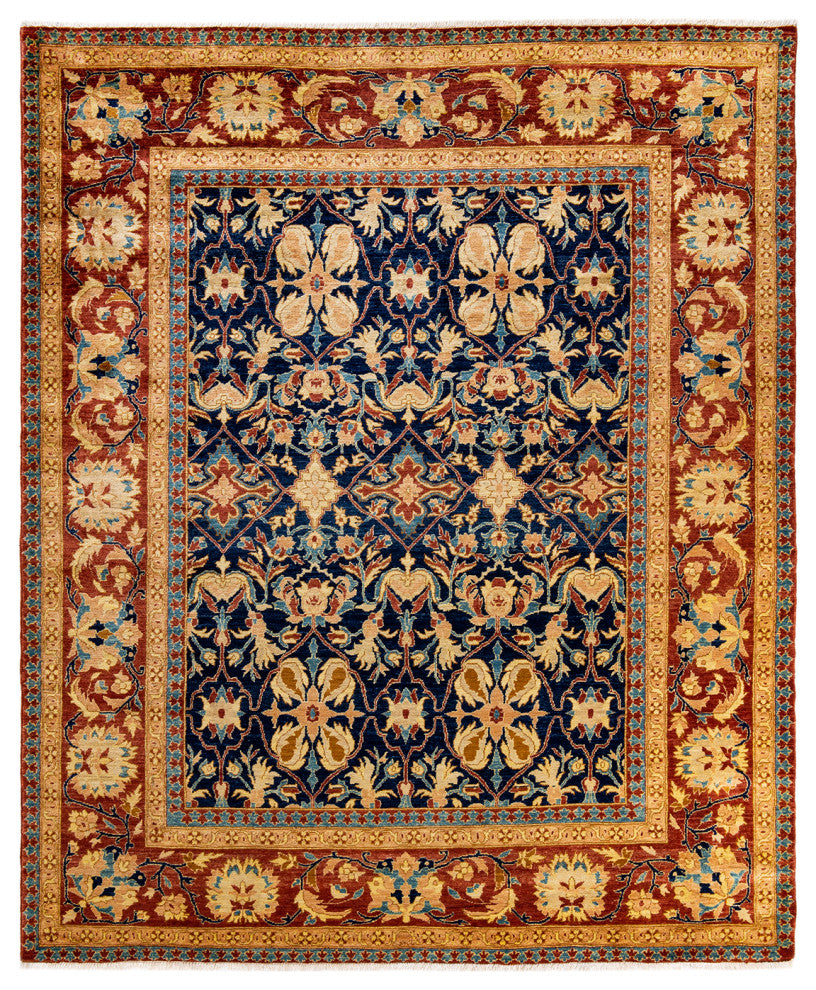 Eclectic, One-of-a-Kind Hand-Knotted Area Rug Light Blue, 8' 2 x 9' 10