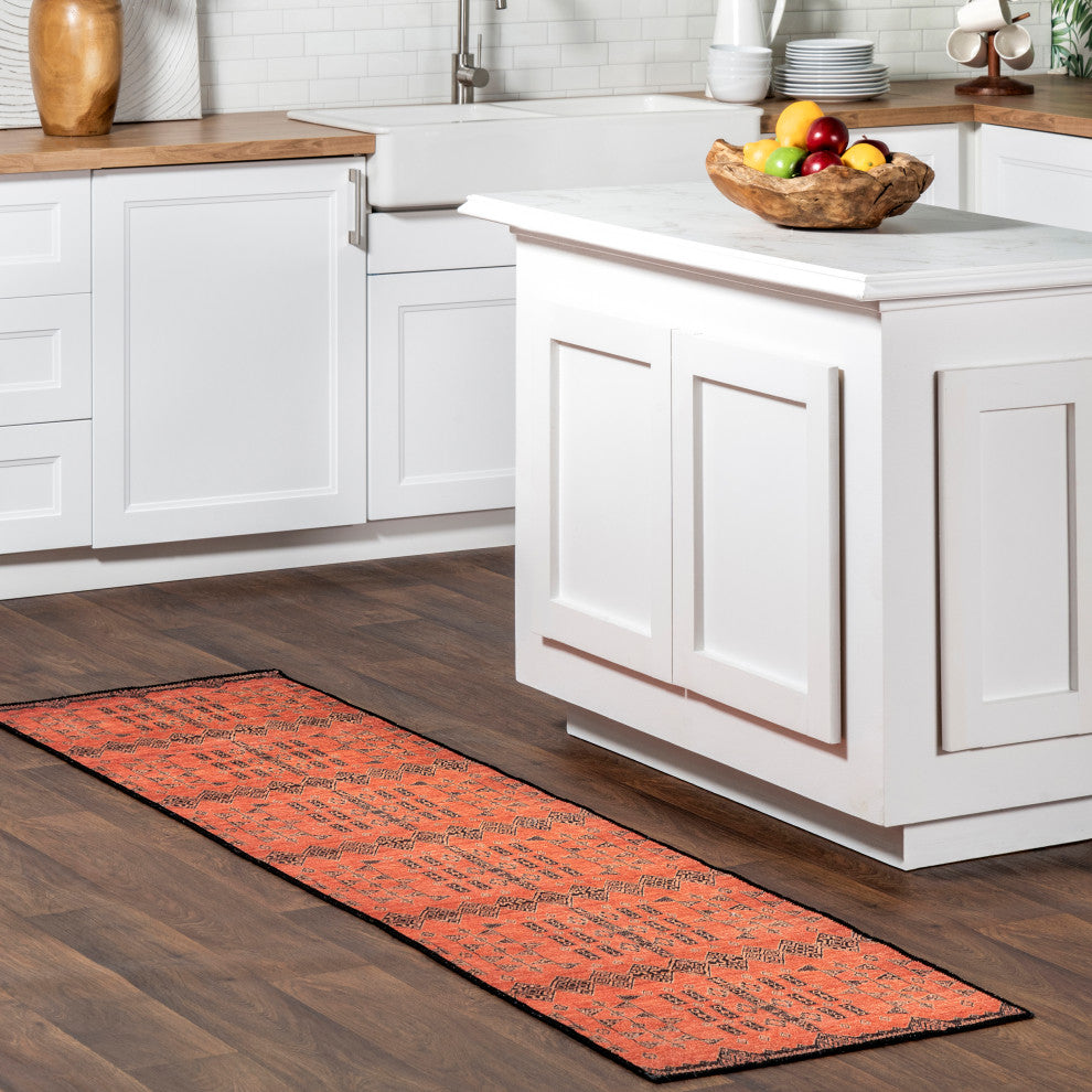 Nuloom Quincy Cotton-Blend Traditional Area Rug, Rust 2'x8'