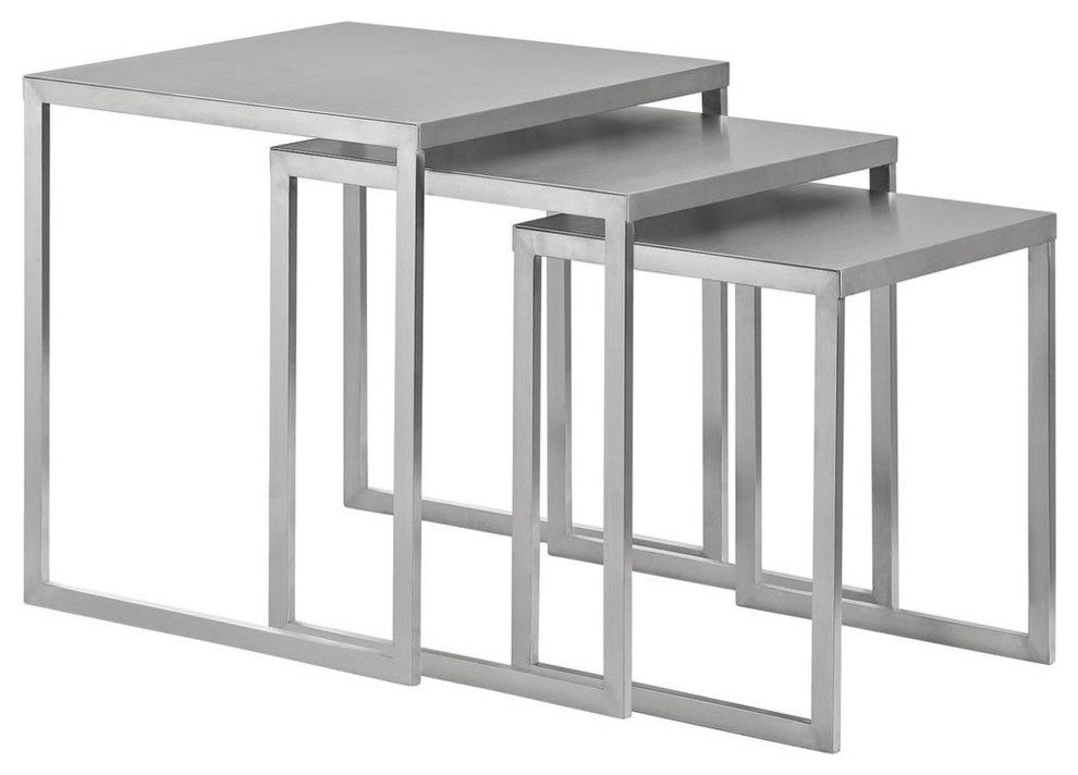 Modern Silver Rail Stainless Steel Nesting Table