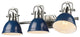 3 Light 25" Bath Vanity Light, Pewter With Navy Blue Shade