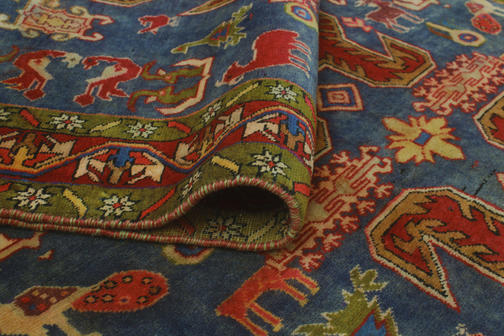 Fine Vintage Distressed Allyse Navy/Red Runner, 4'6x10'5