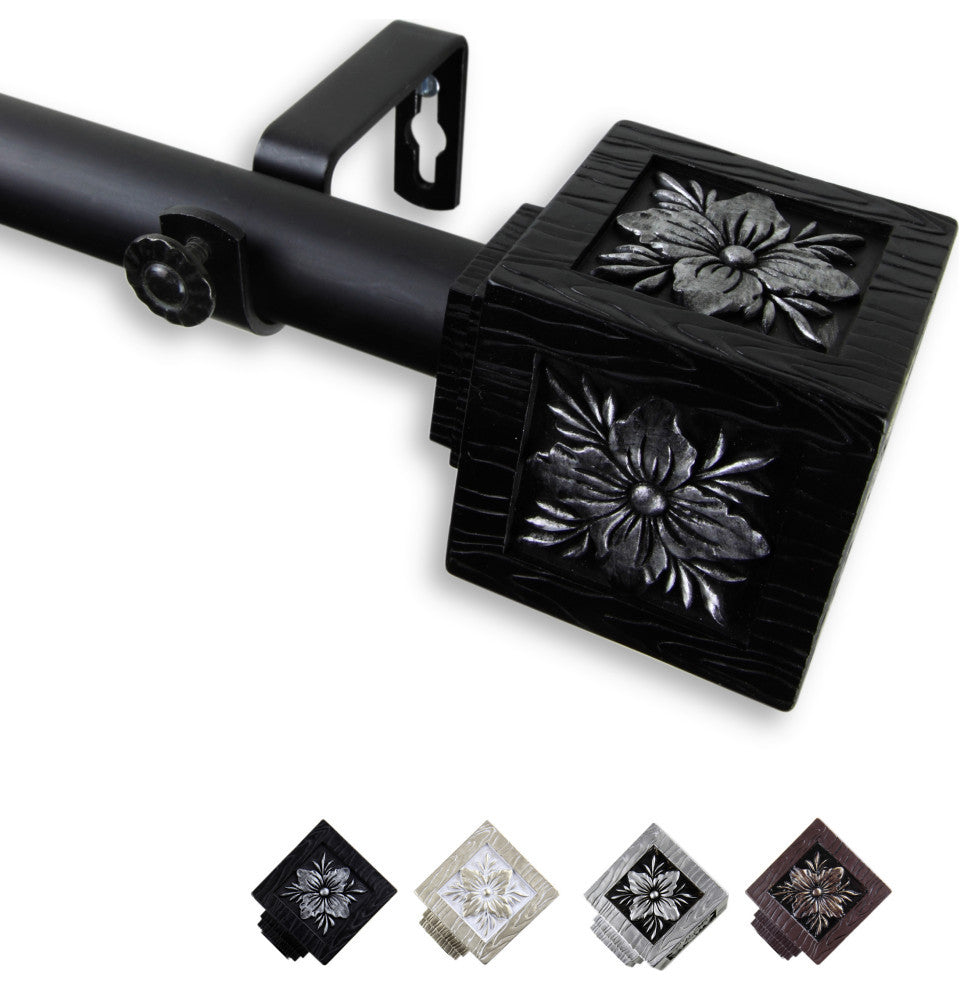Zula 1" Curtain Rod, Black, 160-240"