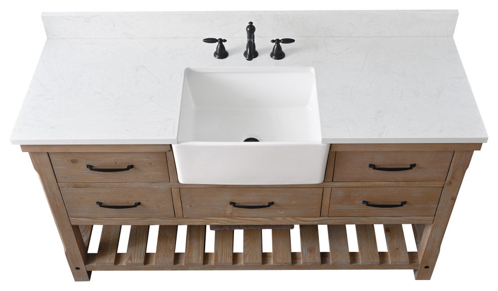 Wesley 60" Bathroom Vanity, Weathered Natural
