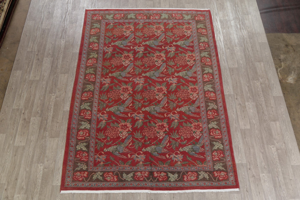 Egyptian Vegetable Dye All-Over Handmade French Toile Rug Oriental, Red, 7 X 10