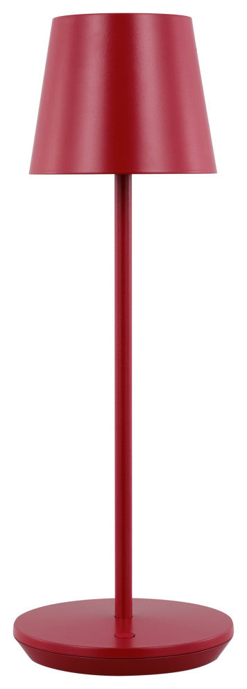 Mena 1-Light Modern Rechargeable Table Lamp, Dark Red