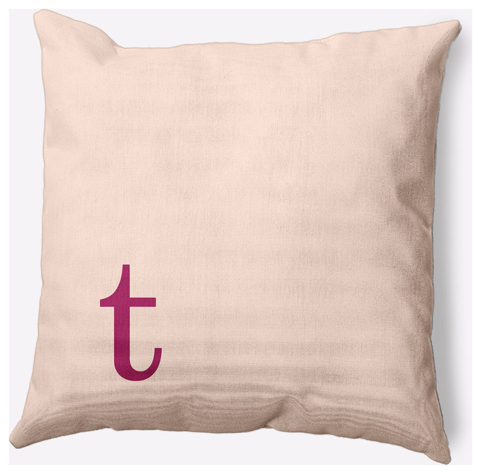 18" x 18" Modern Monogram Indoor/Outdoor Polyester Throw Pillow, Dusty Rose