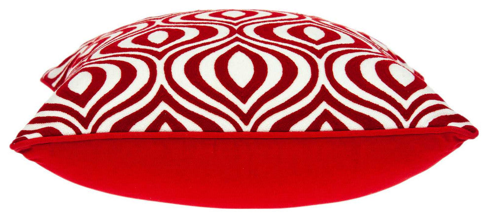 HomeRoots 20" x 0.5" x 20" Transitional Red and White Pillow Cover