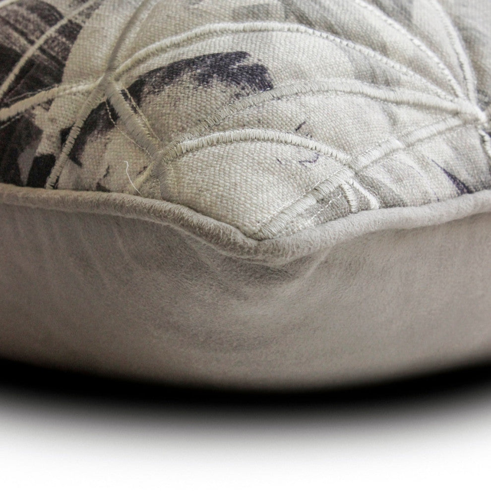 Grey Cotton Geometric, Mosaic, Embroidery 14"x14" Throw Pillow Cover - Web World
