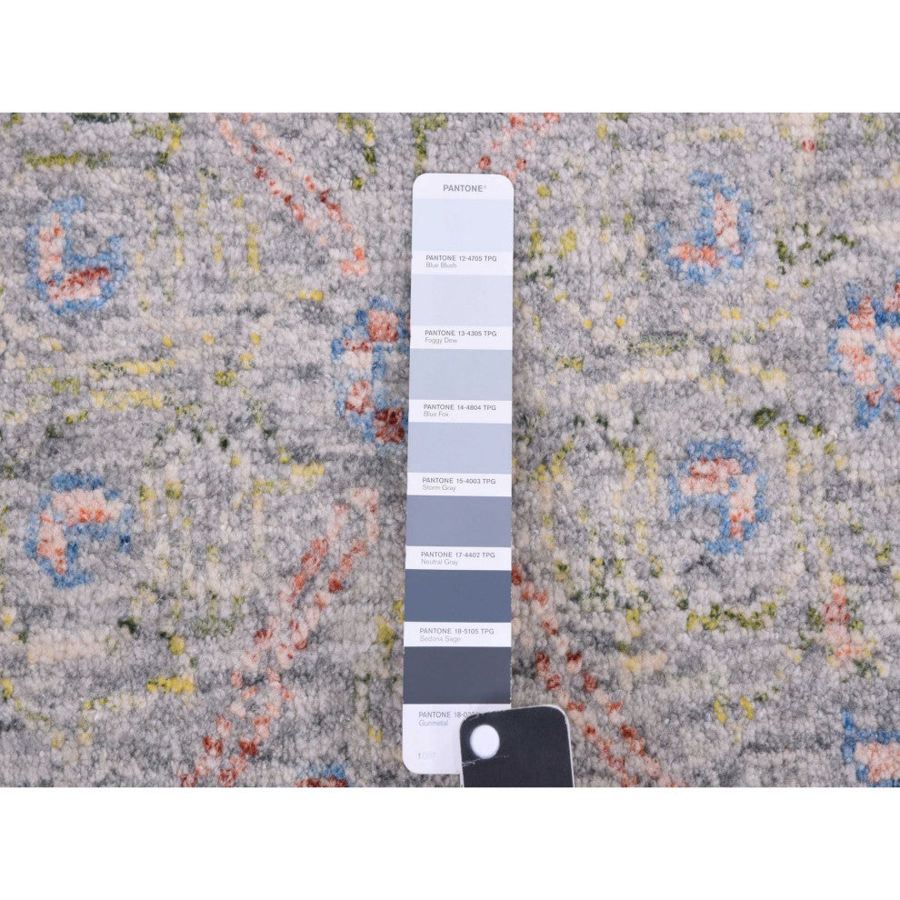 Gray Goose Oushak influence With Salt and Pepper Motif Pure Wool Rug 9'x11'10"