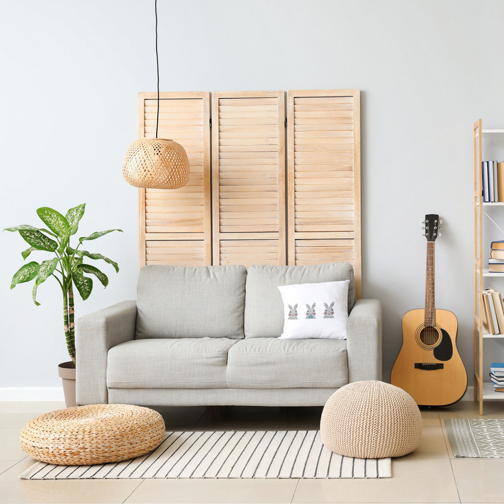 Bunny Triplets Easter Decorative Throw Pillow, Explorer Blue, 20x20"