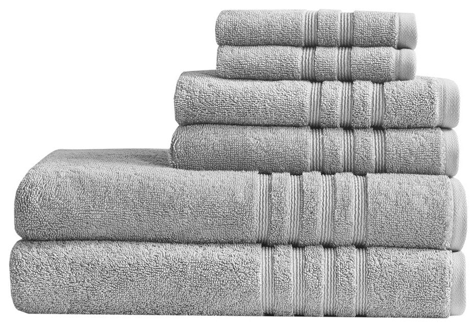 Clean Spaces Nurture Sustainable Antimicrobial Bath Towel 6 Piece Set, Grey