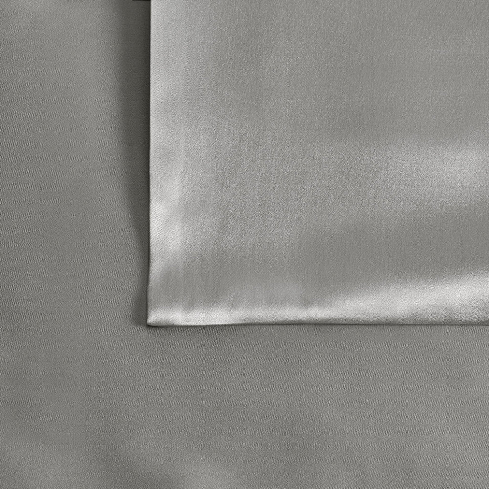 Madison Park Mulberry Silk Luxury Single Pillowcase, Gray, King