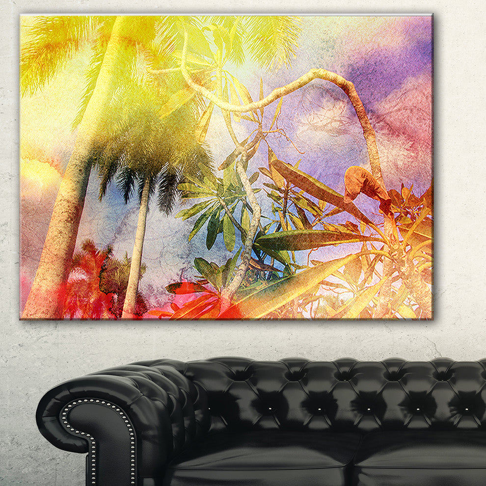 "Yellow Retro Palm Trees" Canvas Print