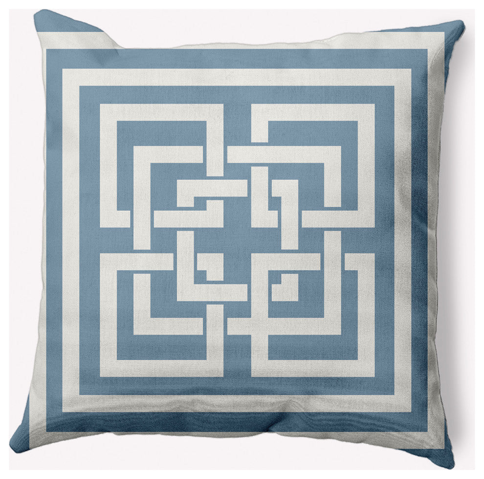 18x18" Greek New Key Nautical Decorative Indoor Pillow, Dusty Smoke