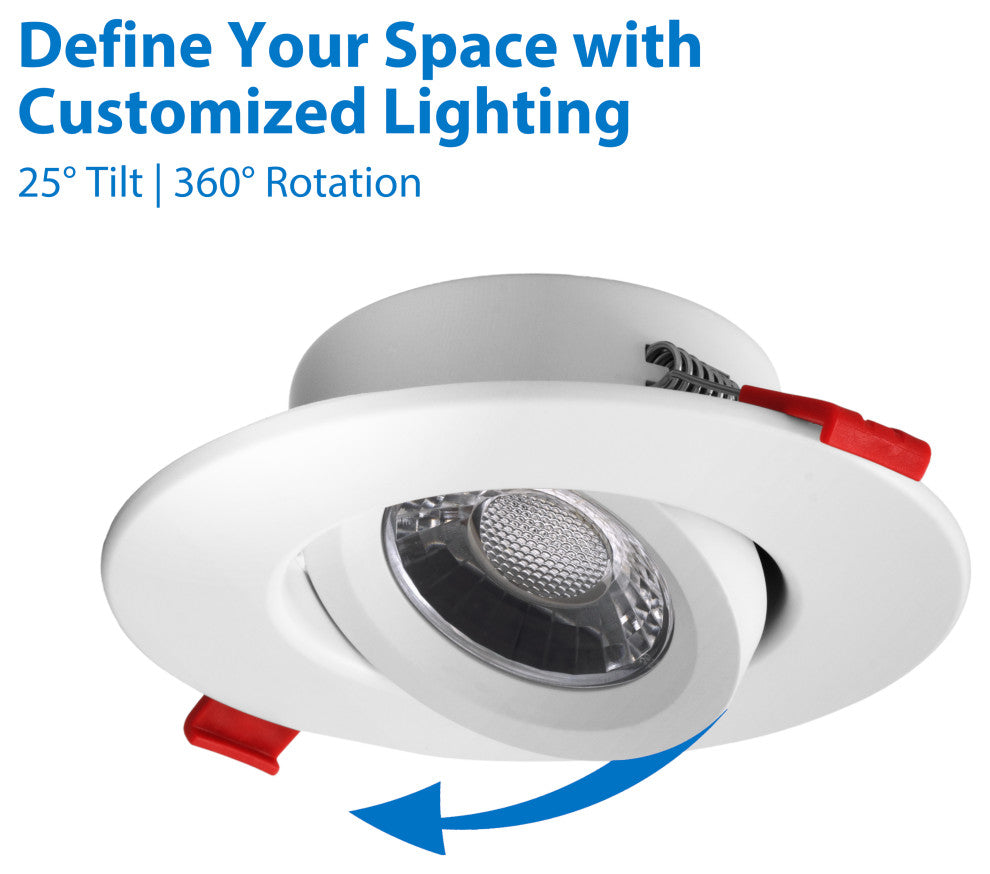 4-inch White Canless Adjustable Gimbal 3000K LED Recessed Downlight