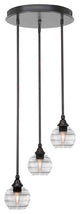 Empire 3-Light Cluster Pendalier, Espresso/Clear Ribbed