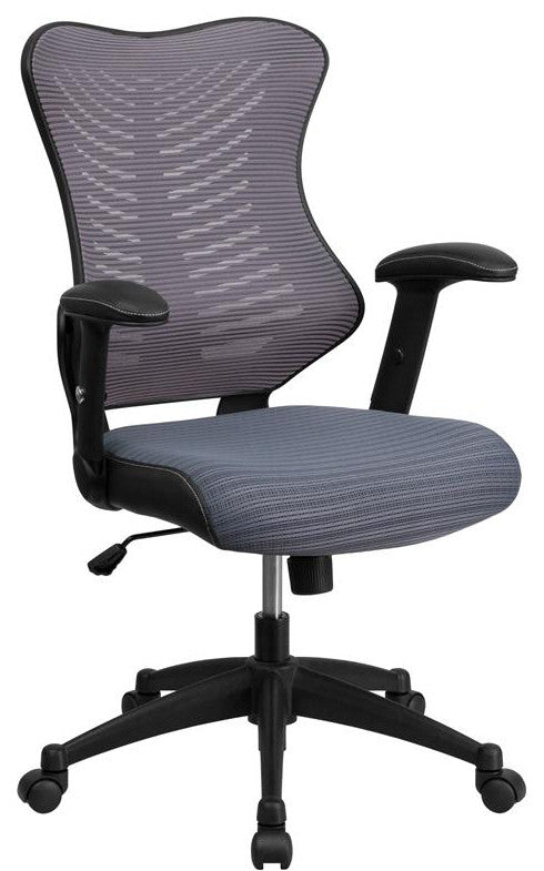 High Back Designer Gray Mesh Executive Swivel Office Chair with Adjustable Arms