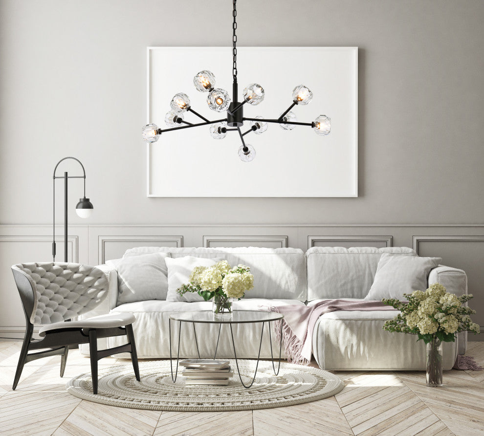 12 Light Pendant, Black