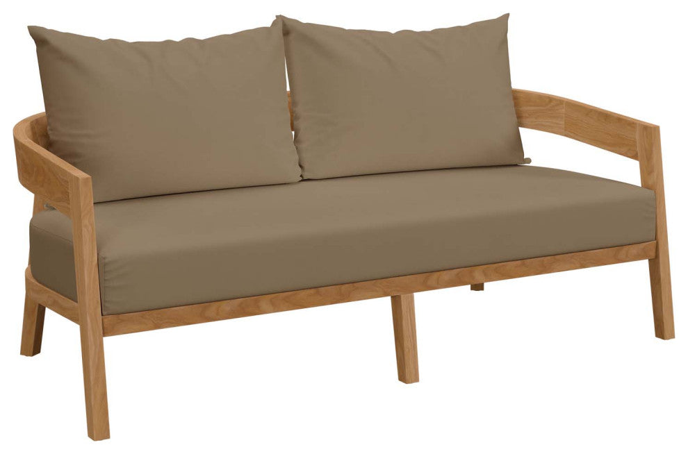 Brisbane 3-Piece Teak Wood Outdoor Patio Outdoor Patio Set, Natural Light Brown