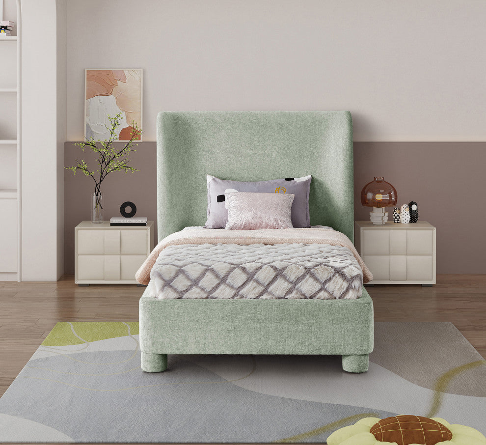 Penny Bed, Green, Twin, Chenille Fabric