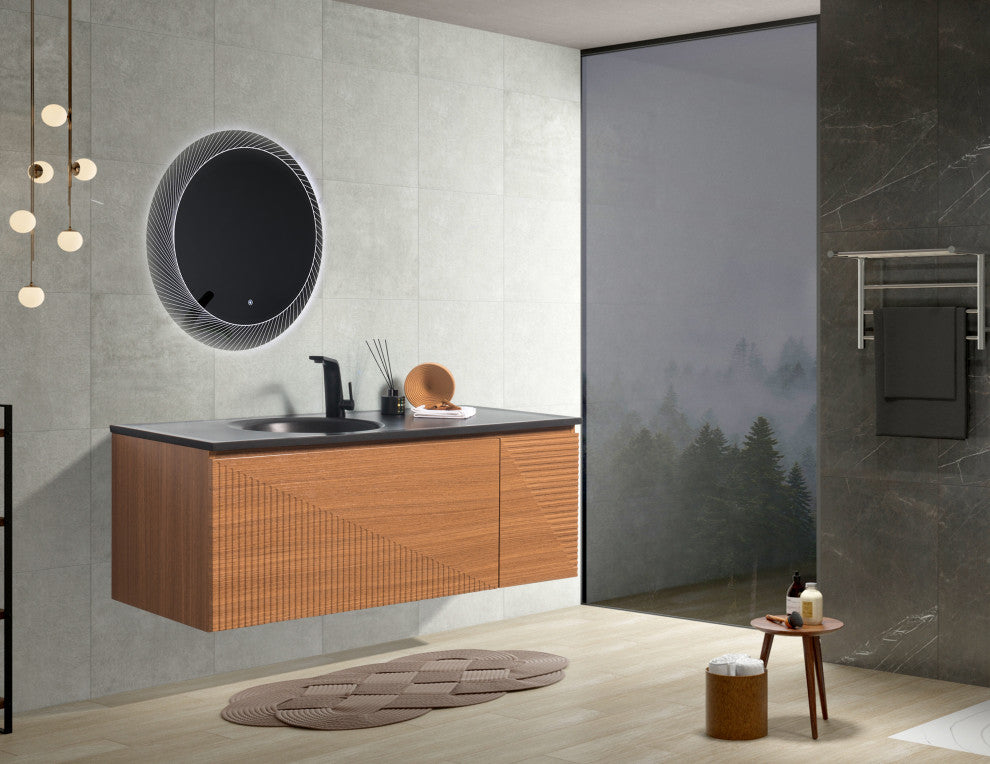 Simon  Wall Mount Vanity With Integrated black Sink, 48"