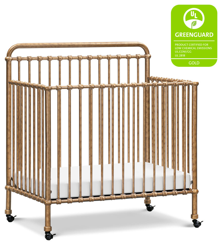 Winston 4-in-1 Convertible Mini Crib, Vintage Gold