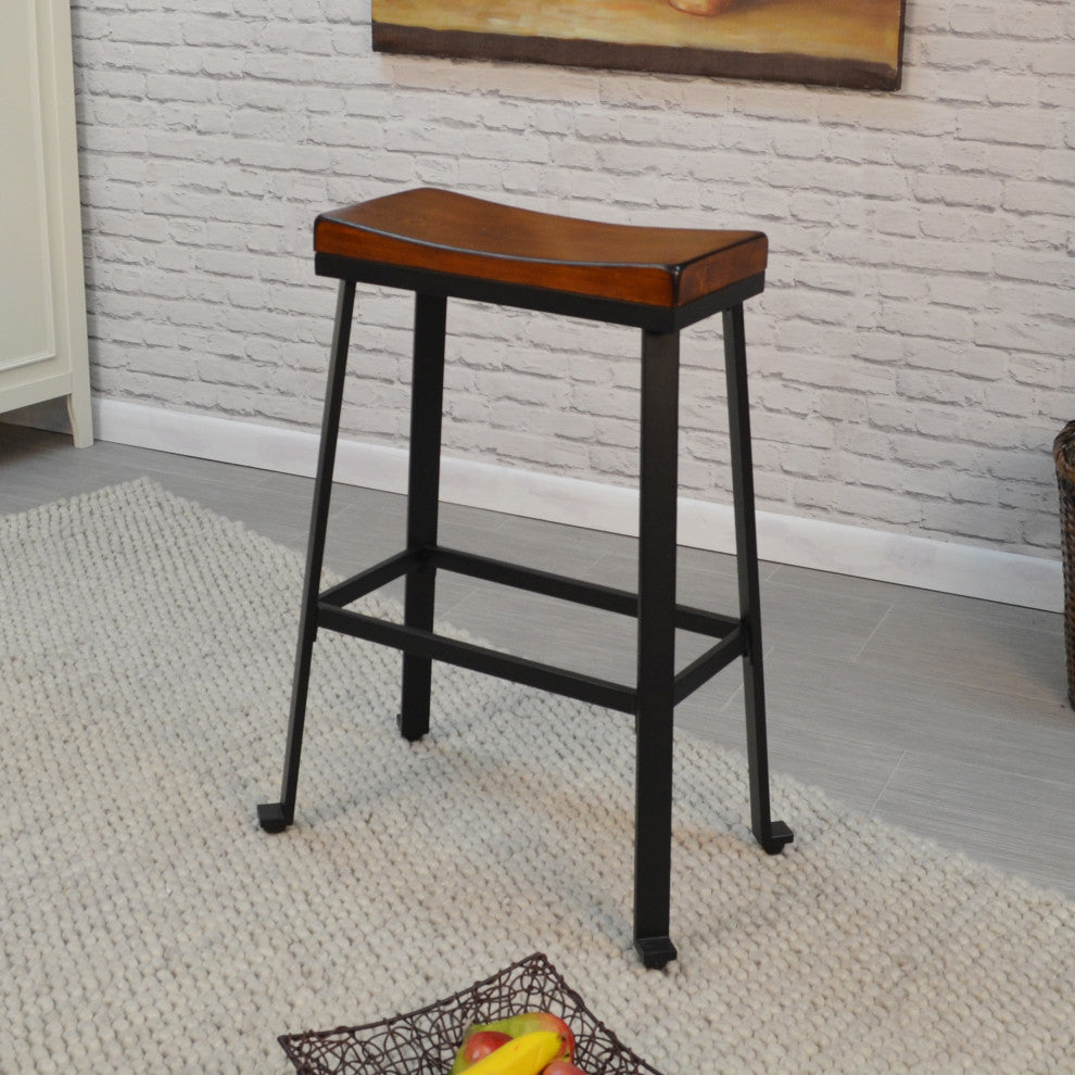 Thea 30" Saddle Seat Barstool - Chestnut/Black