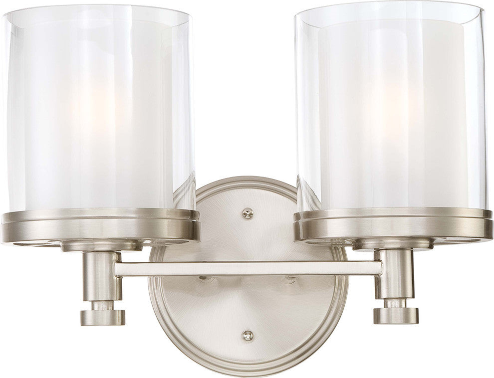 Contemporary Decker 2-Light Vanity, Brushed Nickel Finish