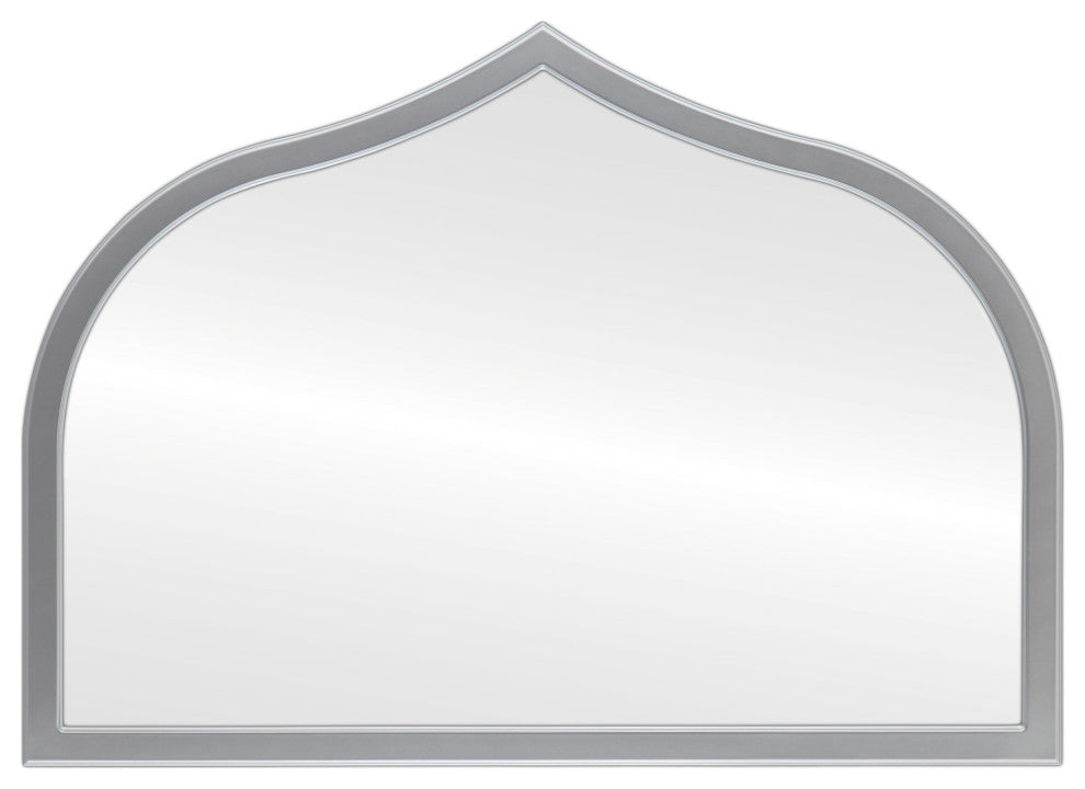 Pescara Framed Mantel Mirror, Teardrop Cathedral, 38.4"x27.4", Silver Spray