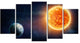 Planet Earth and Sun, Landscape Canvas Art Print, 60"x32", 5 Panels