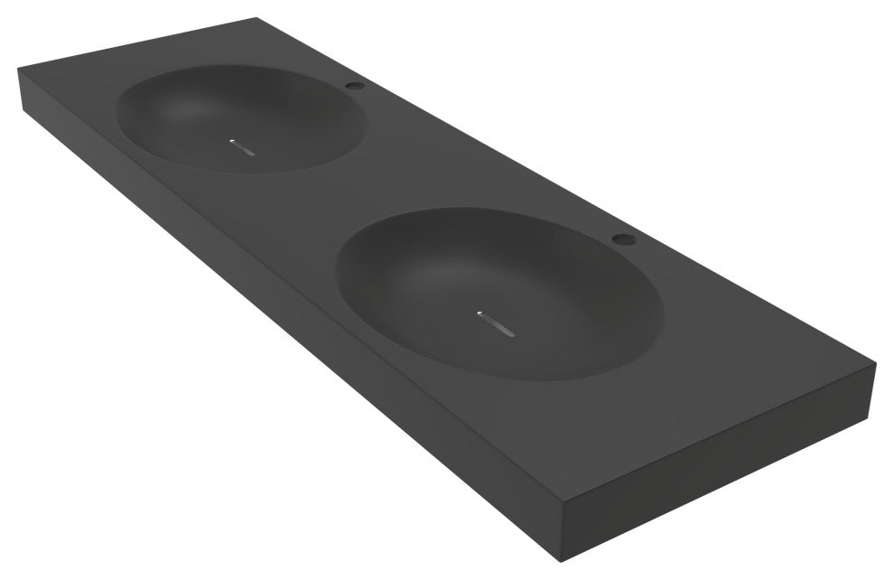 CastelloUSA Darleen Solid Surface Wall Mount Bathroom Sink, Black, 60"