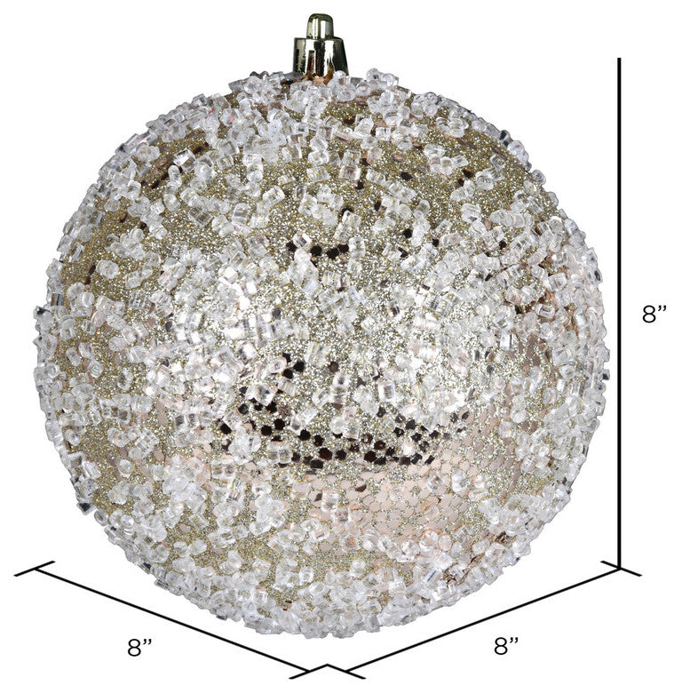 Vickerman N190438D 8" Champagne Glitter Hail Ball Ornament