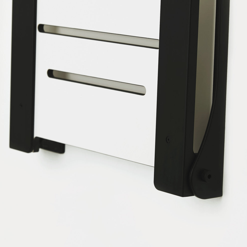 Silhouette Folding Wall Mount Shower Bench Seat, White Seat With Matte Black Frame