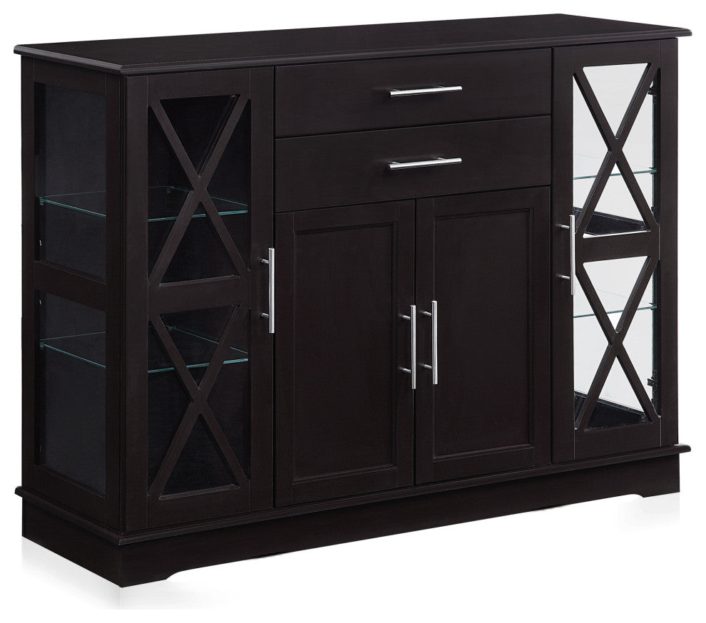 Ryland 47" Wood Storage Sideboard Buffet Cabinet Console Table, Espresso