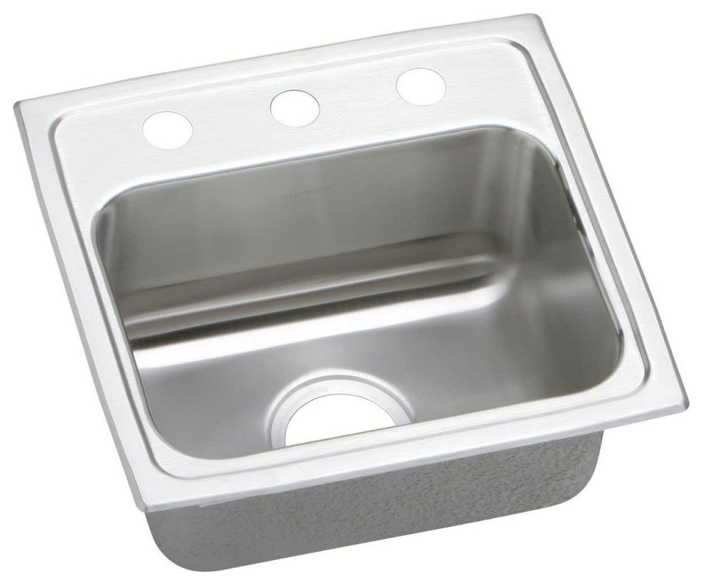 Elkay LRAD171655 Lustertone 17" Drop In Single Basin Stainless - 4 Faucet Holes