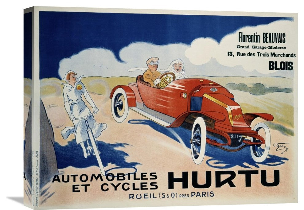 "Hurtu Automobiles et Cycles" Artwork, 22"x16"