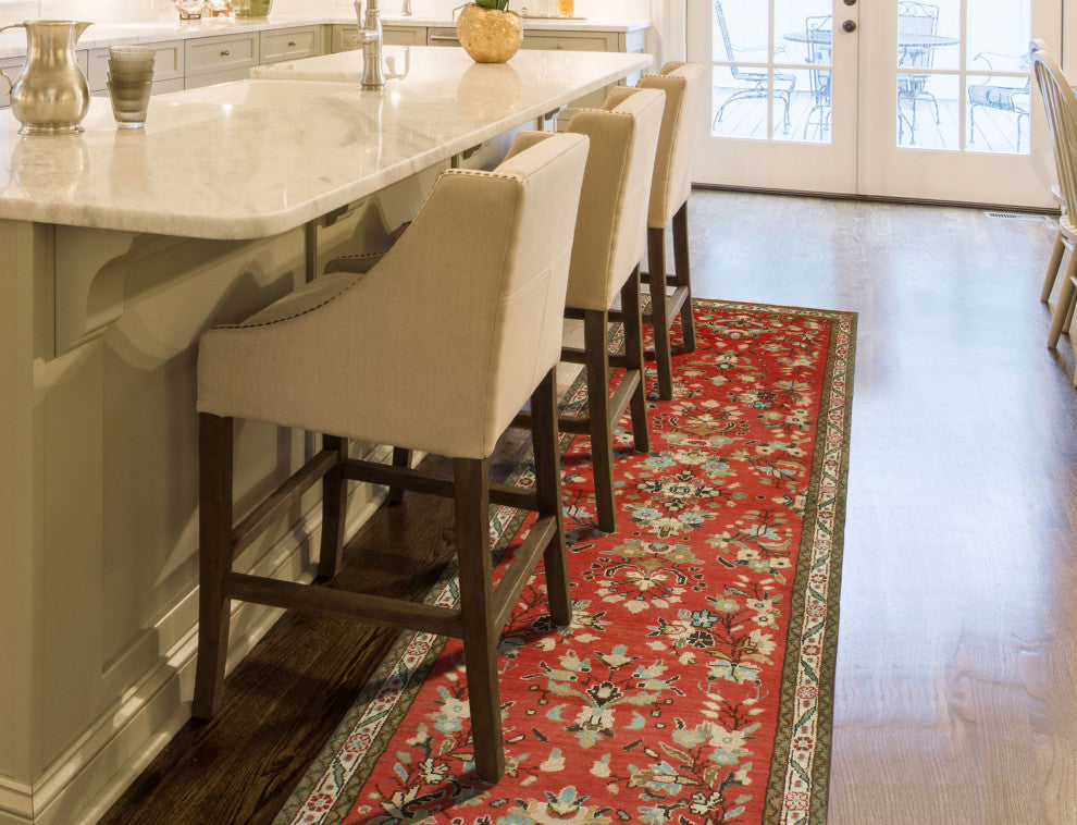 Fine Vintage Distressed Northcli Red/Ivory Runner, 3'3x11'4