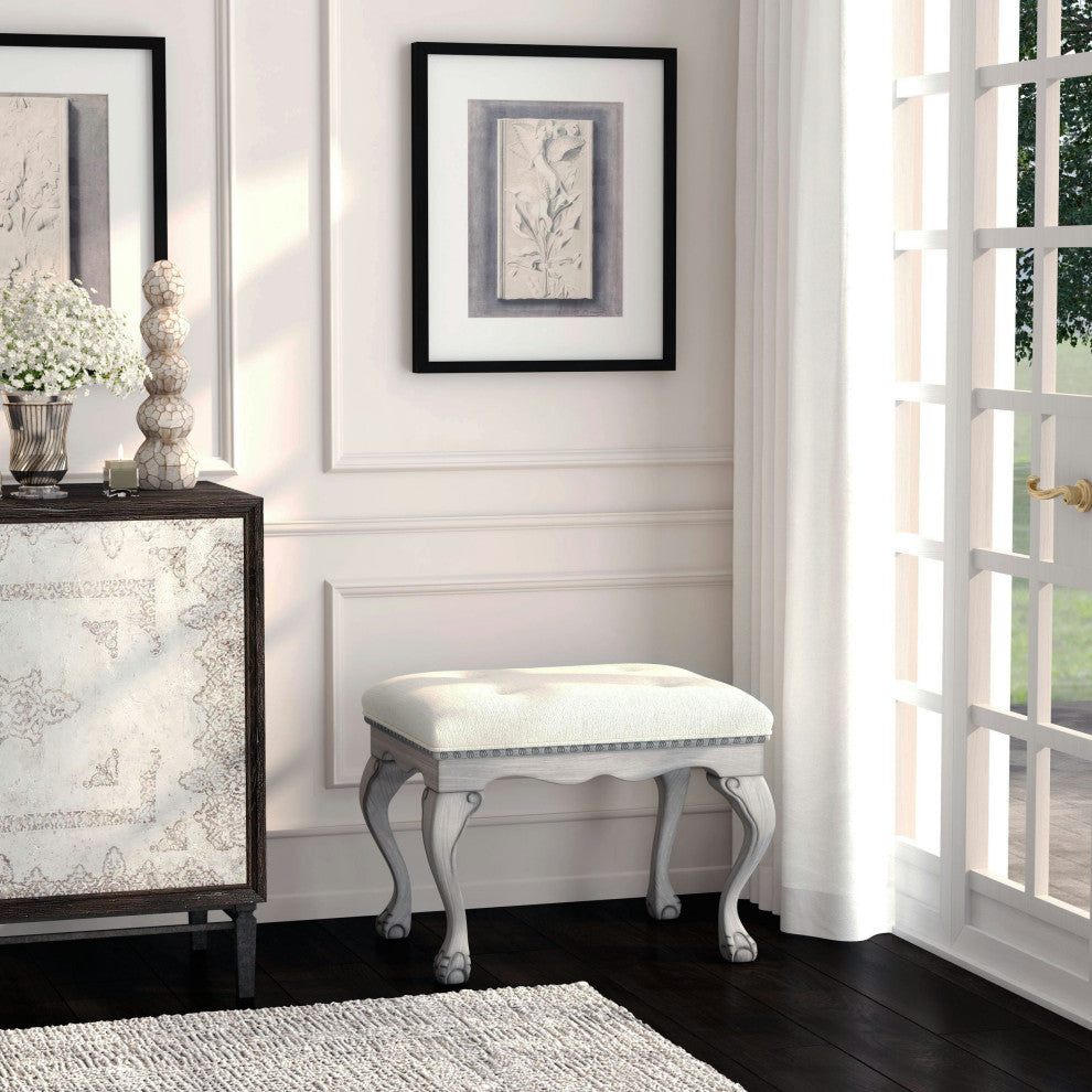 Butler Specialty Company, Ashford Upholstered 25.5"W Vanity Stool, Gray