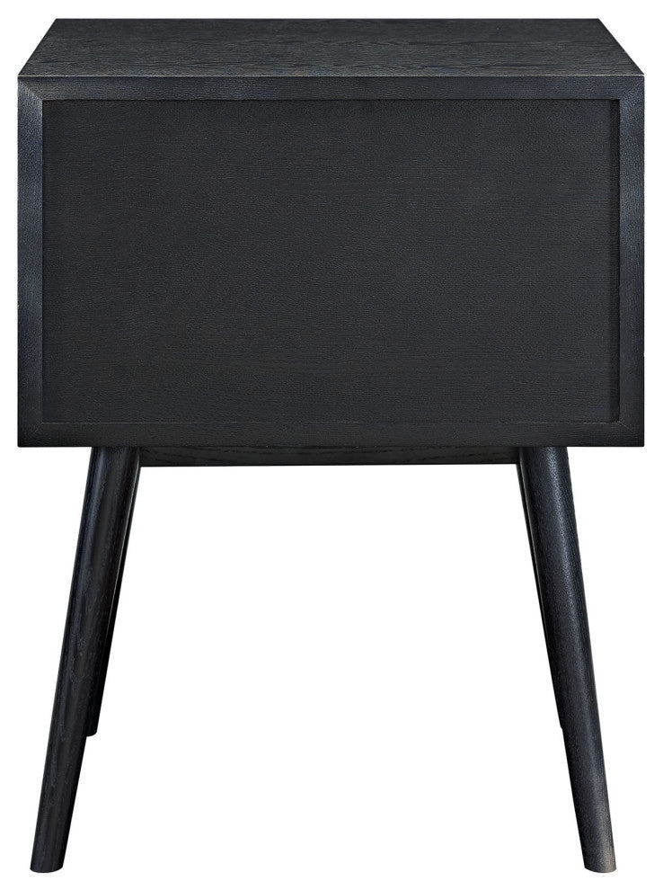 Nightstand Side End Table, Wood, Black, Modern Mid-Century, Bedroom Living Room