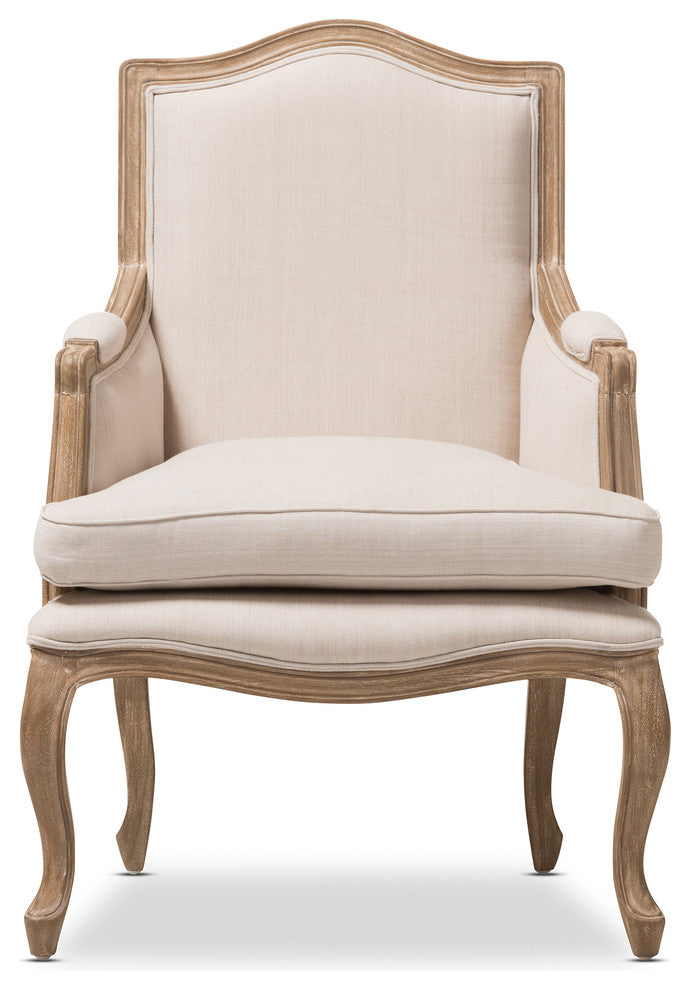 Nivernais Wood Traditional French Accent Chair