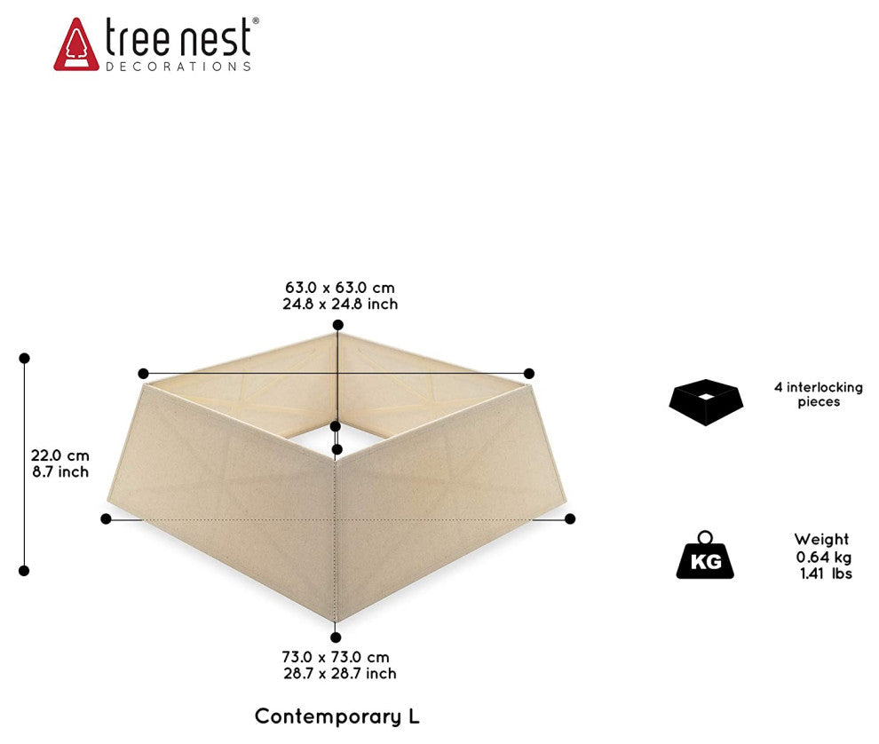 Tree Nest Decorations Canvas Tree Skirt, Linen, Large, 20.5" W, 28" Diameter