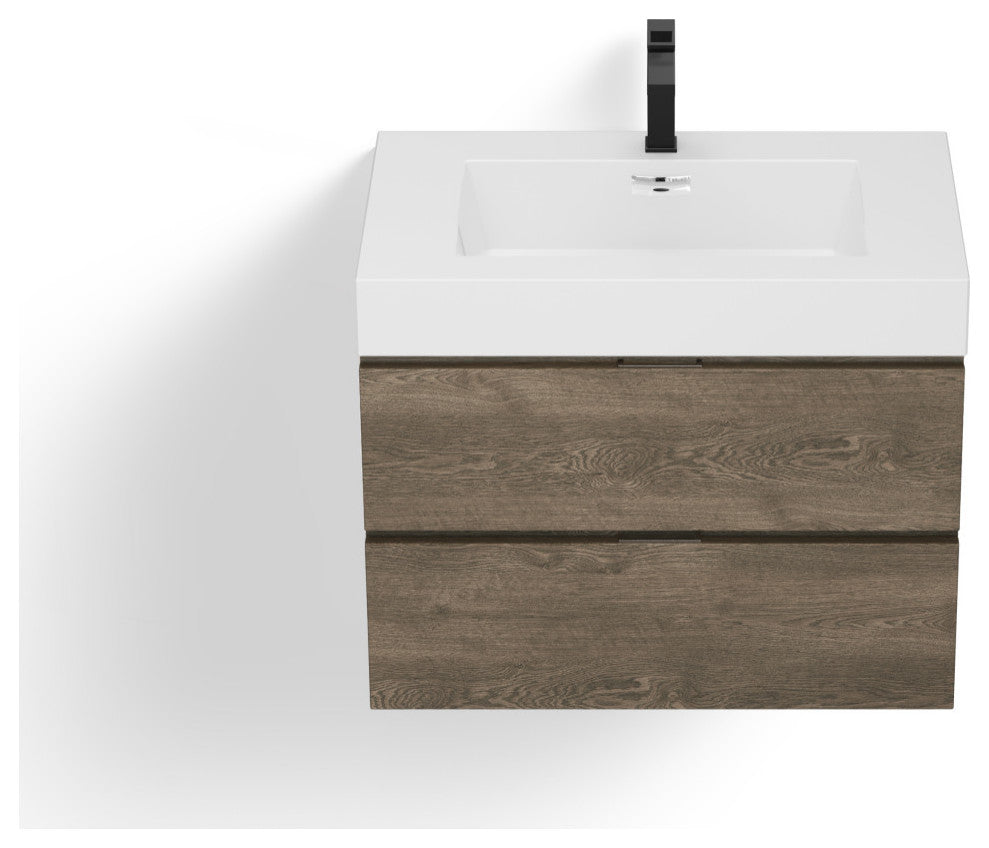 Boutique Bath Vanity, Butternut, 30", Single Sink, Wall Mount