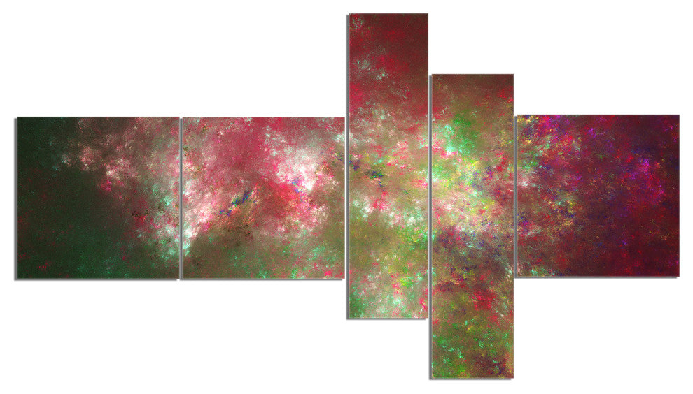 Colorful Starry Fractal Sky, Abstract Canvas Print Art, 60"x32", 5 panels