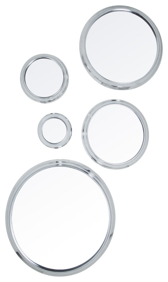 5-Piece Decorative Silver Round Wall Mirror Set for Entryway, 14", Silver