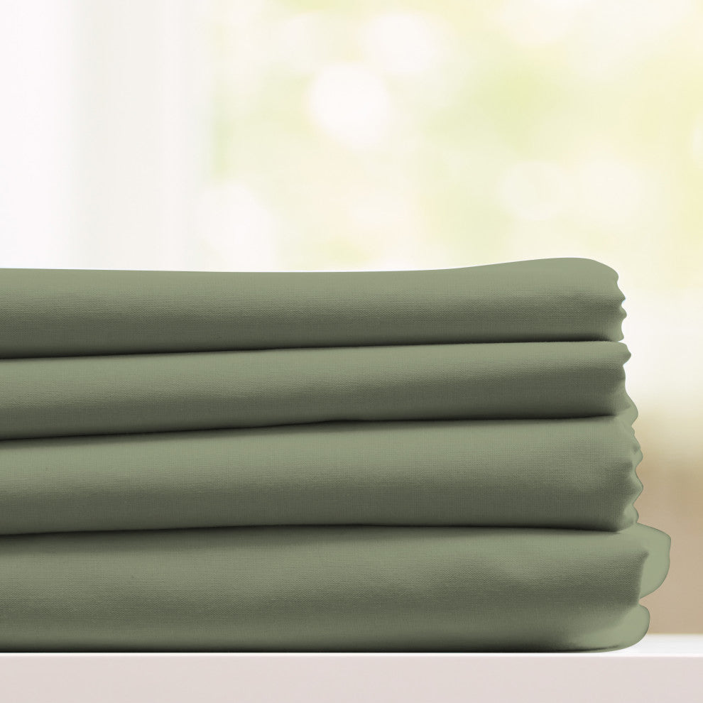 Egyptian Cotton Feel Coolest Soft, 4-Piece Sheet Deep Pockets, Sage Green, Twin/