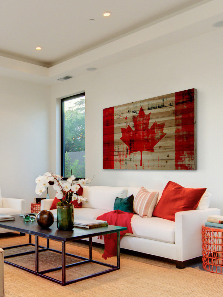 "Great North" Print on Natural Pine Wood, 60"x40"
