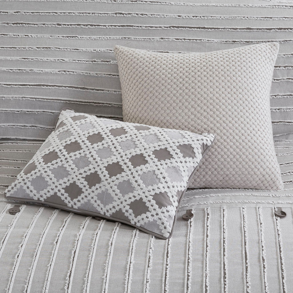 Madison Park Signature Essence Grey Comforter Duvet Cover Set w Removable Insert